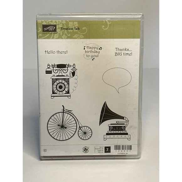 Pre-Used Stampin’ Up! Sale-A-Bration “Timeless Talk” Set of 7 Cling Stamp Set - Picture 1 of 5